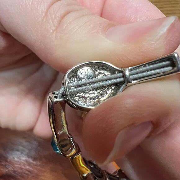 Lia Sophia Beauty Mark Easy On & Blue Abalone Clasp Bangle Set Retired Bracelets - Picture 5 of 9